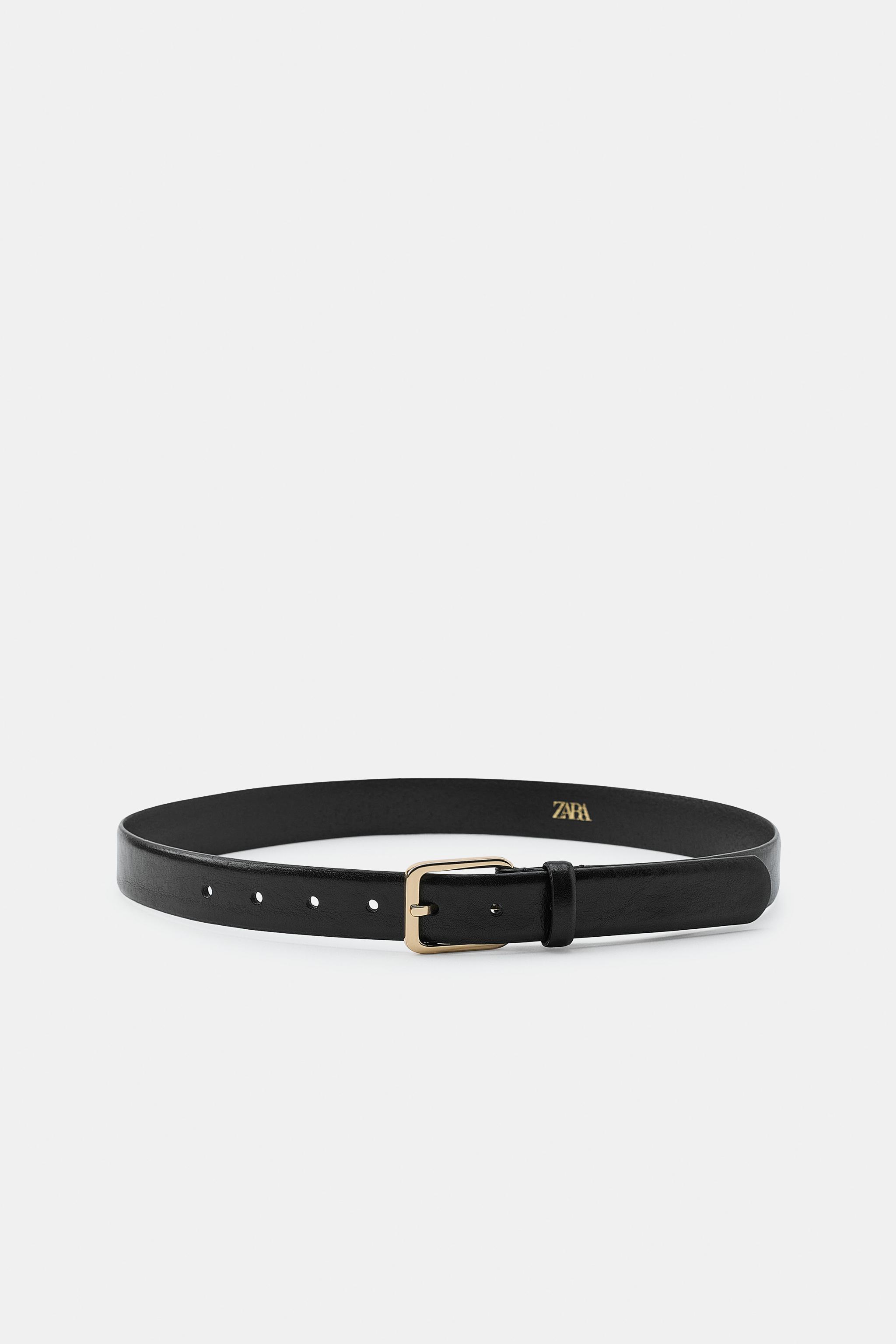 100% LEATHER BELT WITH SQUARE BUCKLE